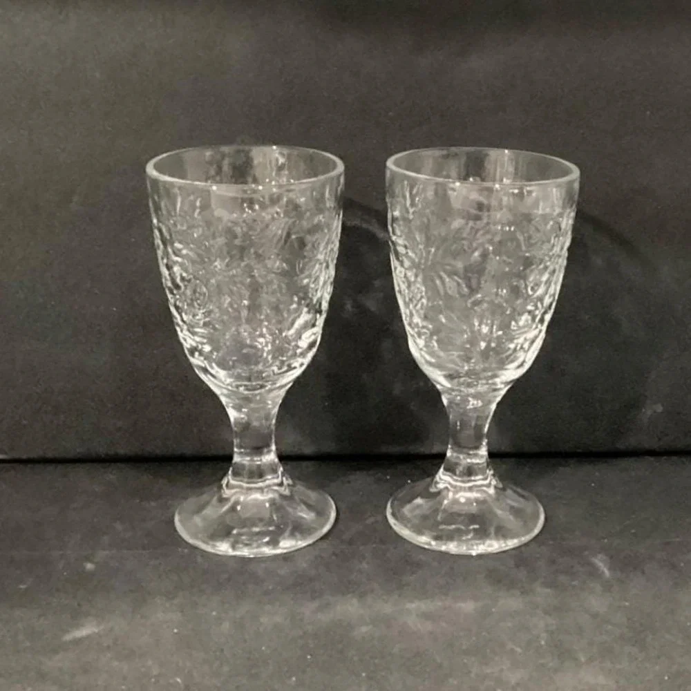 Princess House Fantasia Footed Wine Goblets, Set of‎ 2, Vintage Etched Stemware